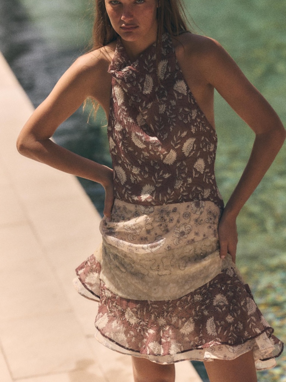 NWT Zara Beaded Print Halter Dress - Size Small (SOLD OUT)